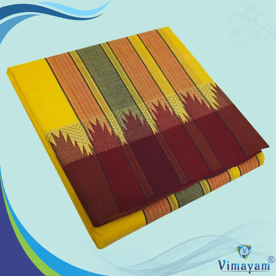Dual colour premium quality vaishnava dhoti - Assorted colour borders - Vimayam Dhoties