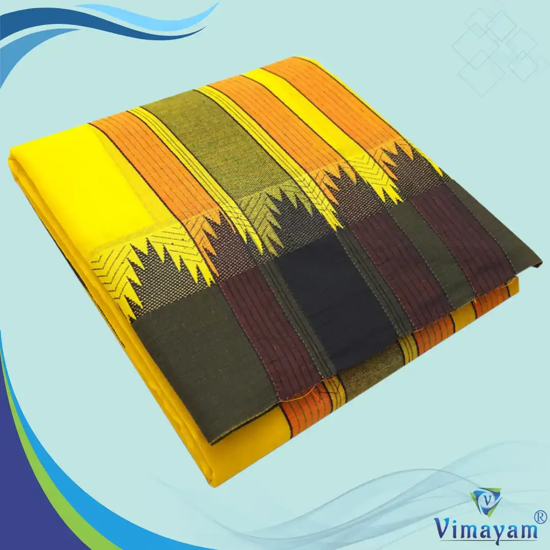 Temple border premium quality vaishnava dhoti - Black Border - Vimayam Dhoties