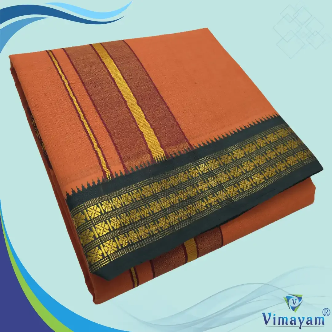 Kavi colour dhoti udraj coin border - Vimayam Dhoties