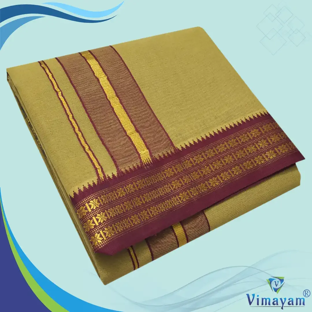 Khakki colour dhoti udraj coin border - Vimayam Dhoties