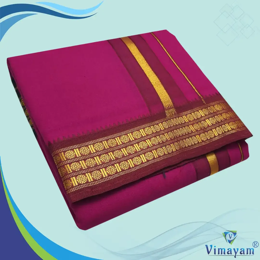 Queen rose colour dhoti udraj coin border - Vimayam Dhoties