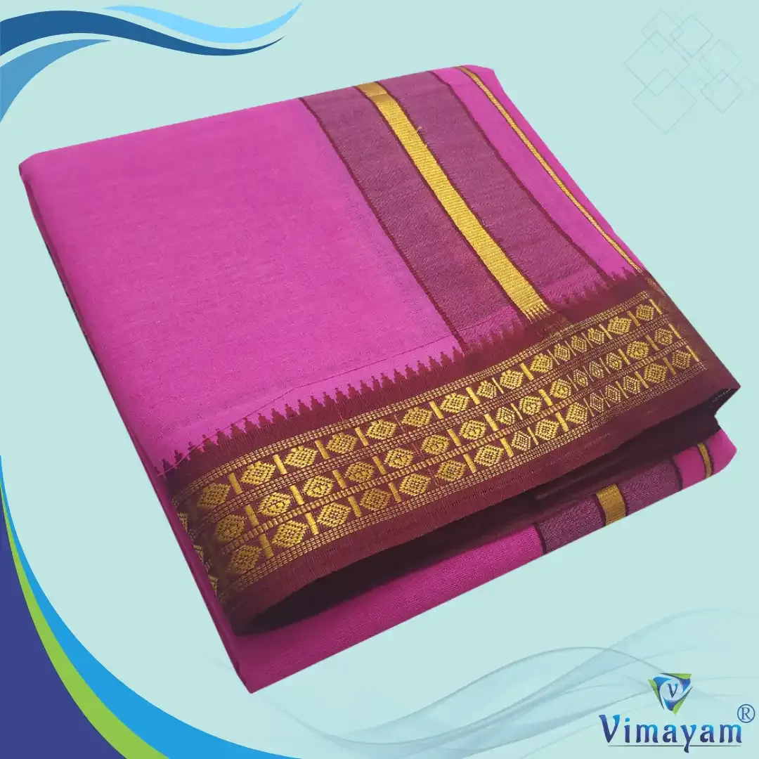 Pink colour dhoti udraj coin border - Vimayam Dhoties
