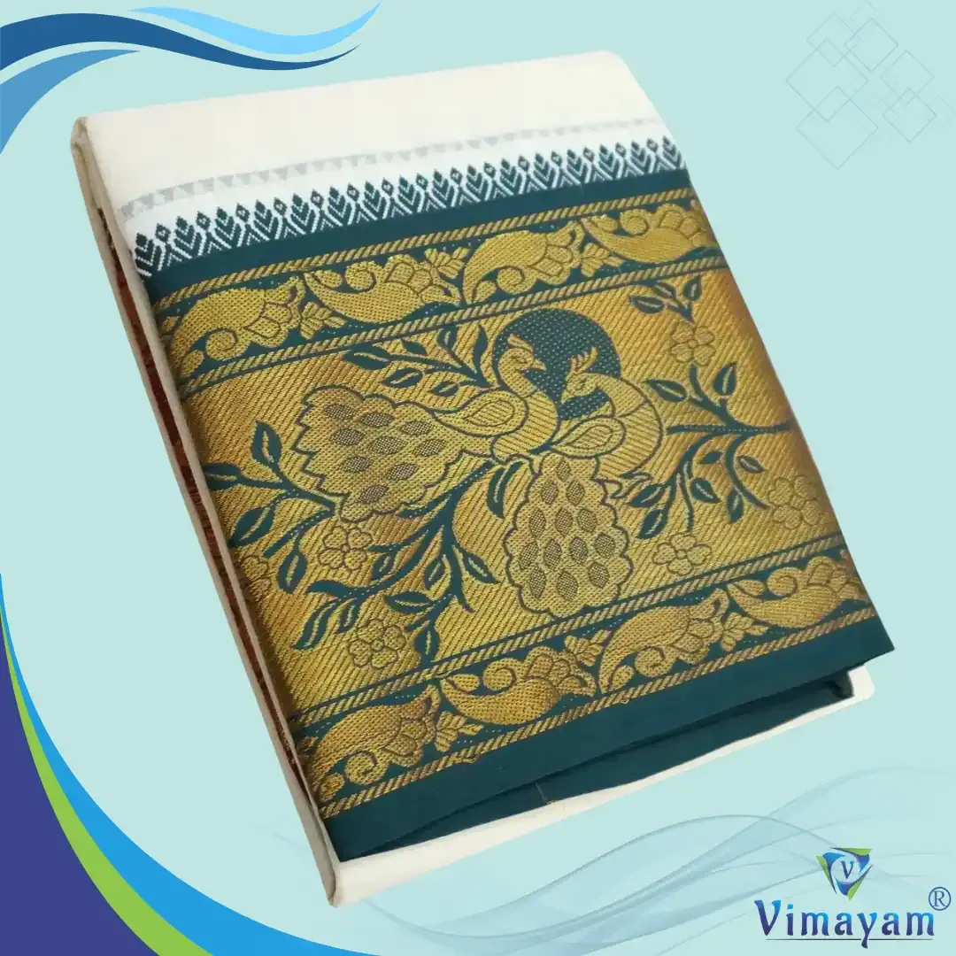 Peacock designed premium quality dhoti  - Vimayam Dhoties