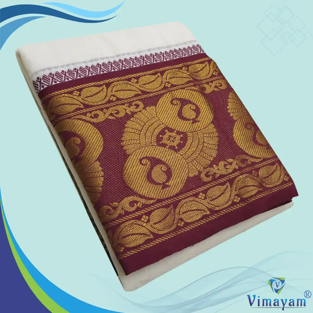 Dual mango flower designed premium quality dhoti - Vimayam Dhoties
