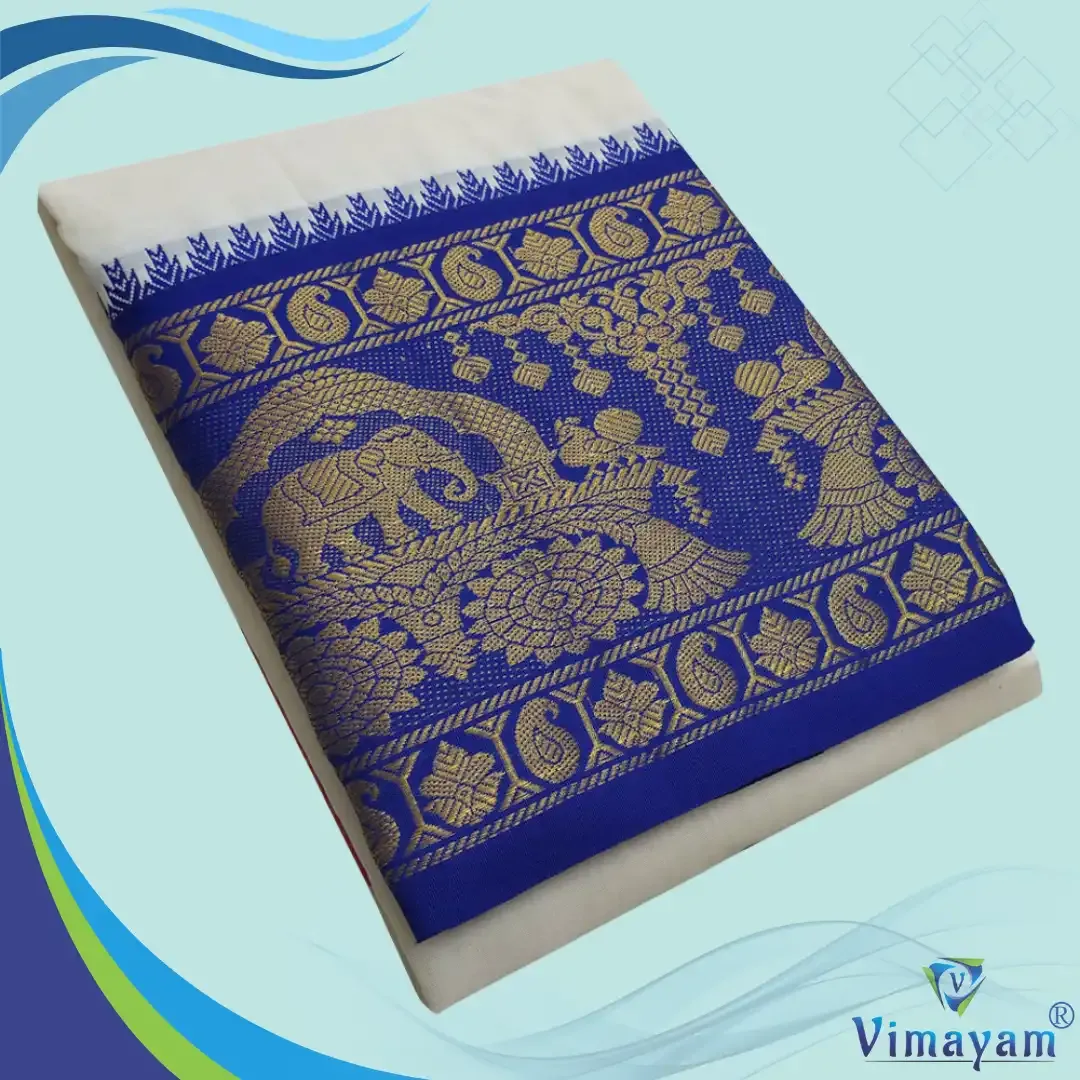 Elephant chariot designed premium quality dhoti - Vimayam Dhoties