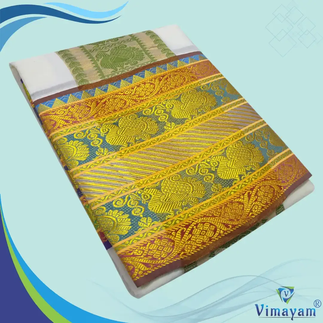 Peacock designed multi colour self premium quality  – Vimayam Dhoties