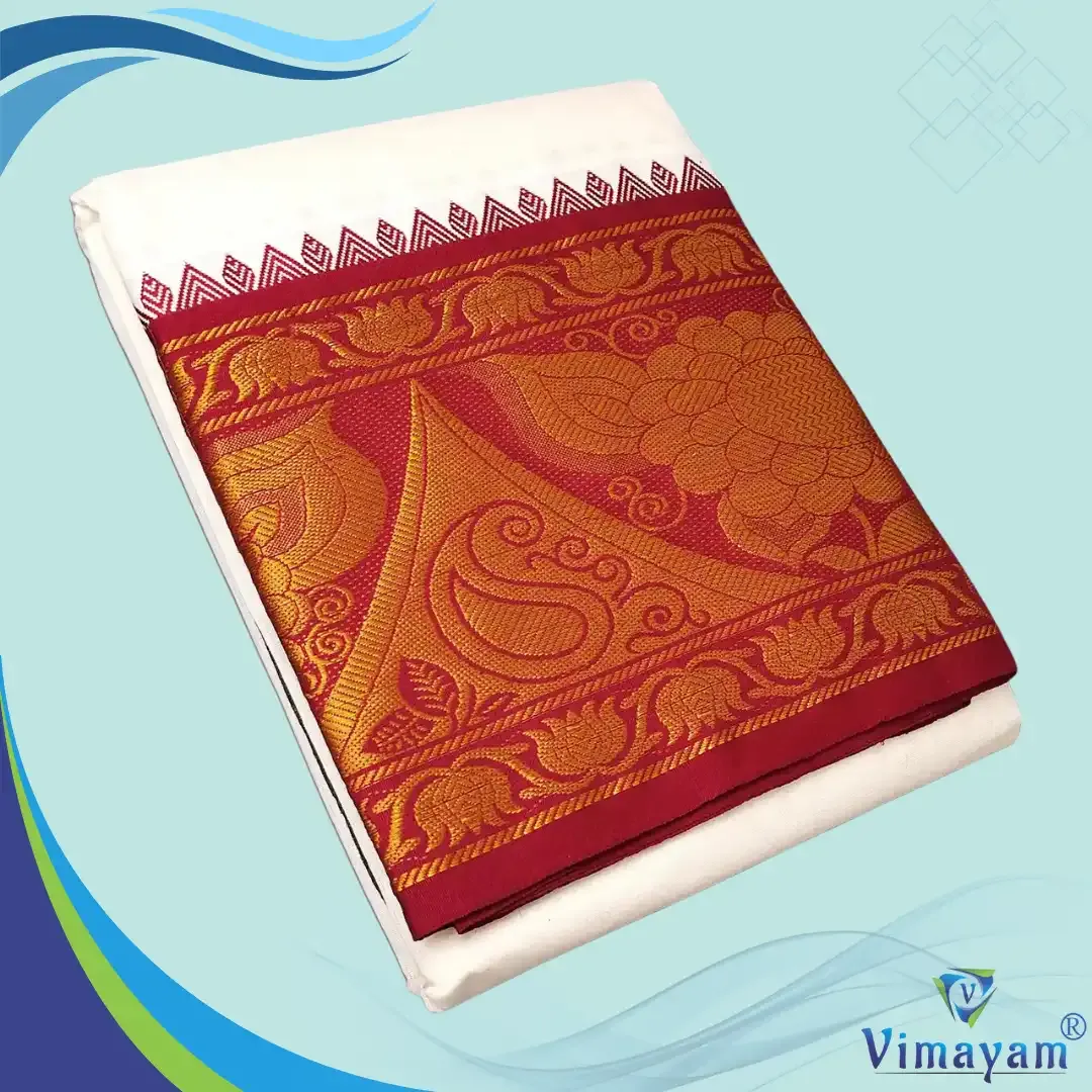 Pyramid flower designed premium quality dhoti - Vimayam Dhoties