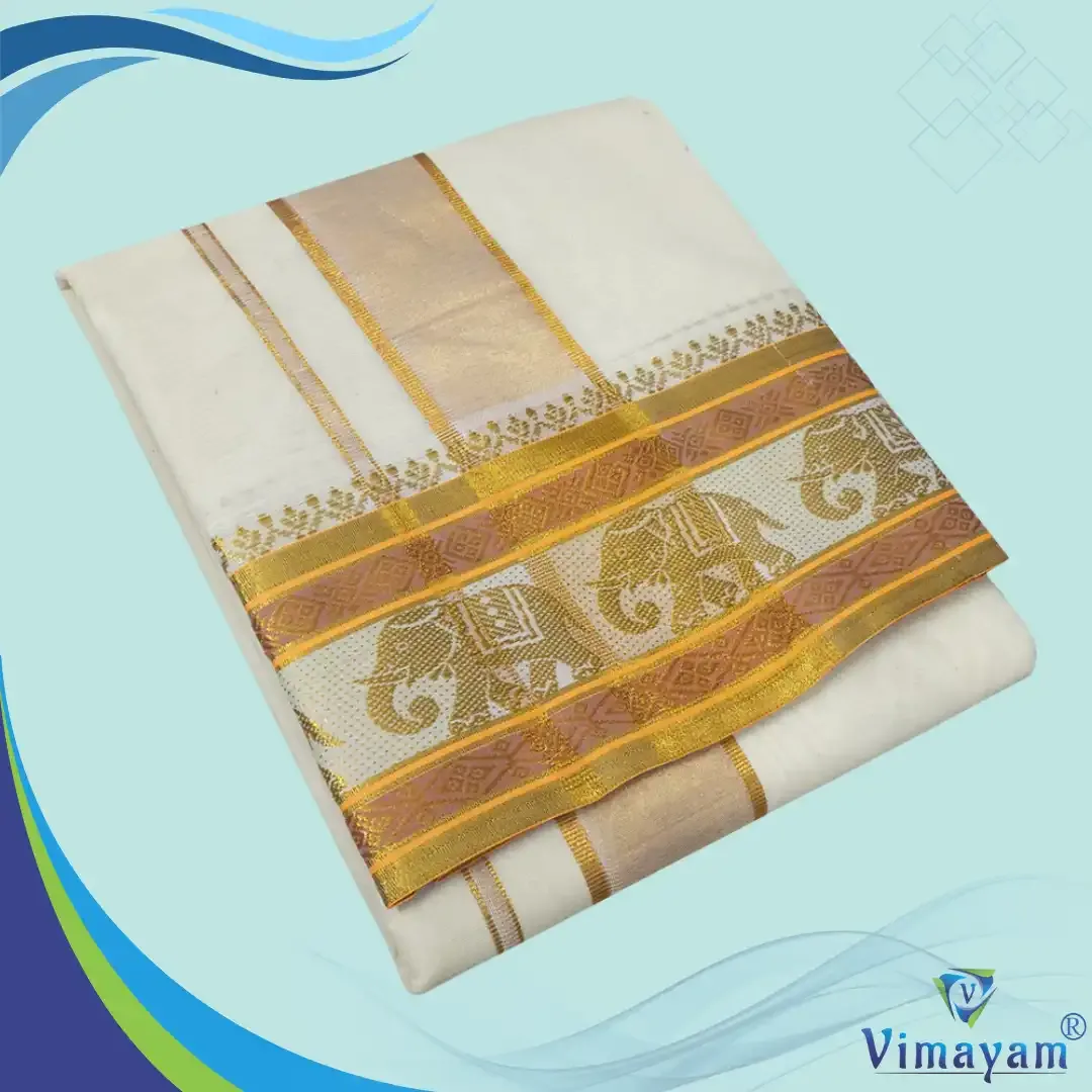 Golden tissue border premium quality dhoti - Assorted designs – Vimayam Dhoties