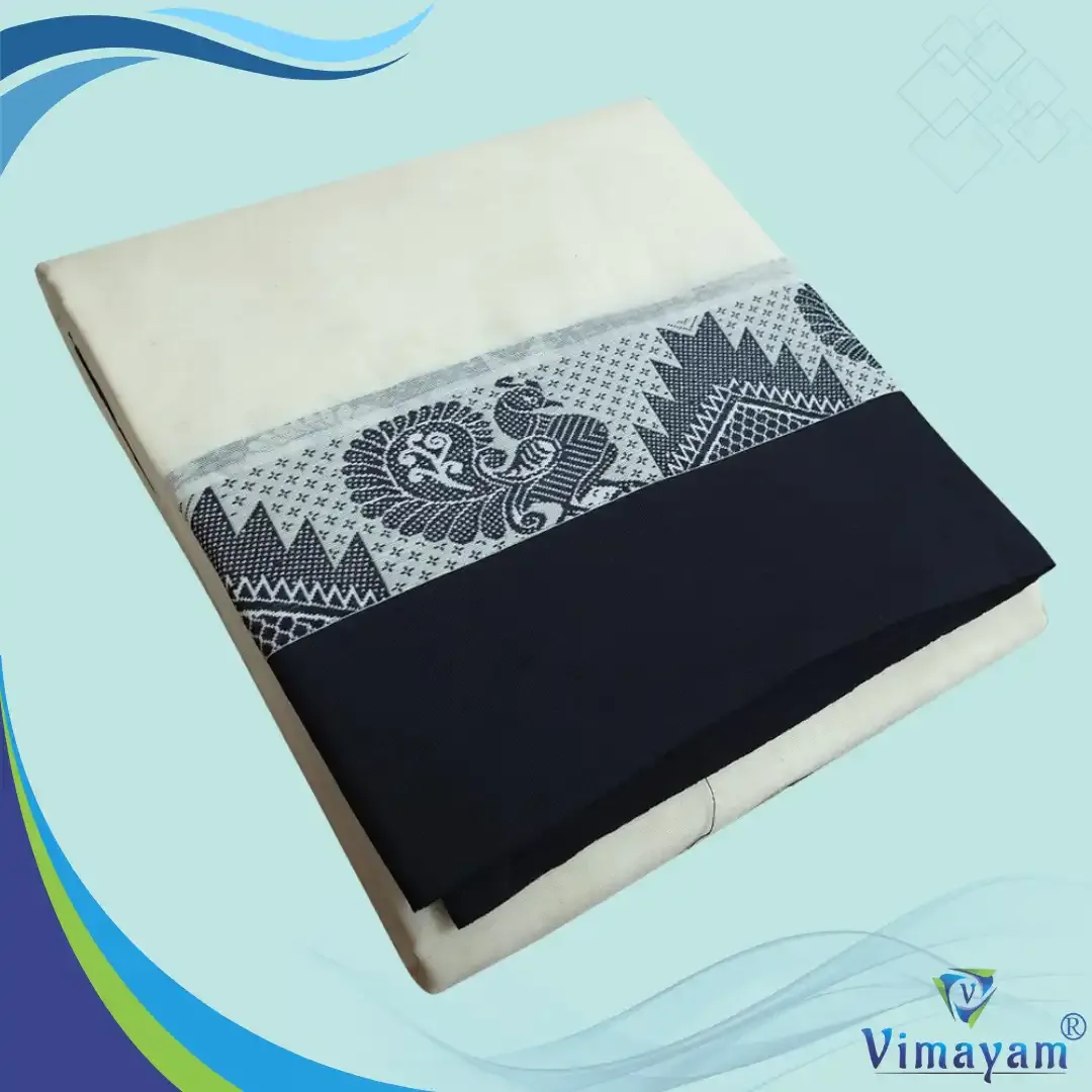 Black border temple tower premium quality dhoti - Assorted designs - Vimayam Dhoties