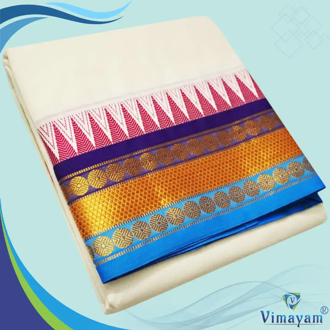 Dual udraj desinged premium quality dhoti - Assorted border colours - Vimayam Dhoties