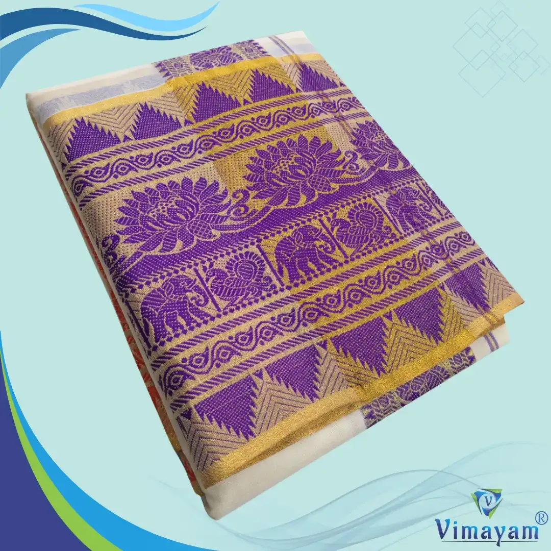 Elephant peacock designed multicolour self premium quality – Vimayam Dhoties