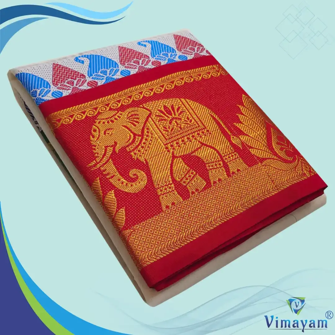 Elepahnt designed multicolour premium quality dhoti - Assorted border colours