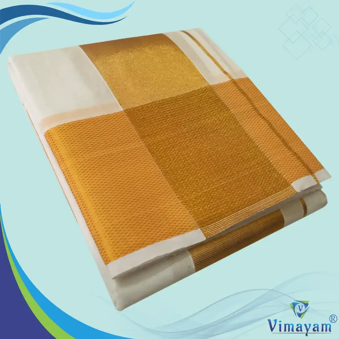 Pure cotton golden zari dhoti premium quality 5 inch jari - Vimayam Dhoties