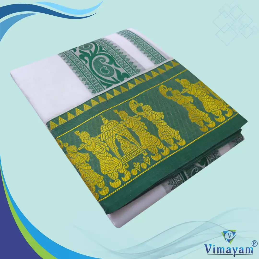 Embose premium quality self palakku design - Assorted border colours - Vimayam Dhoties