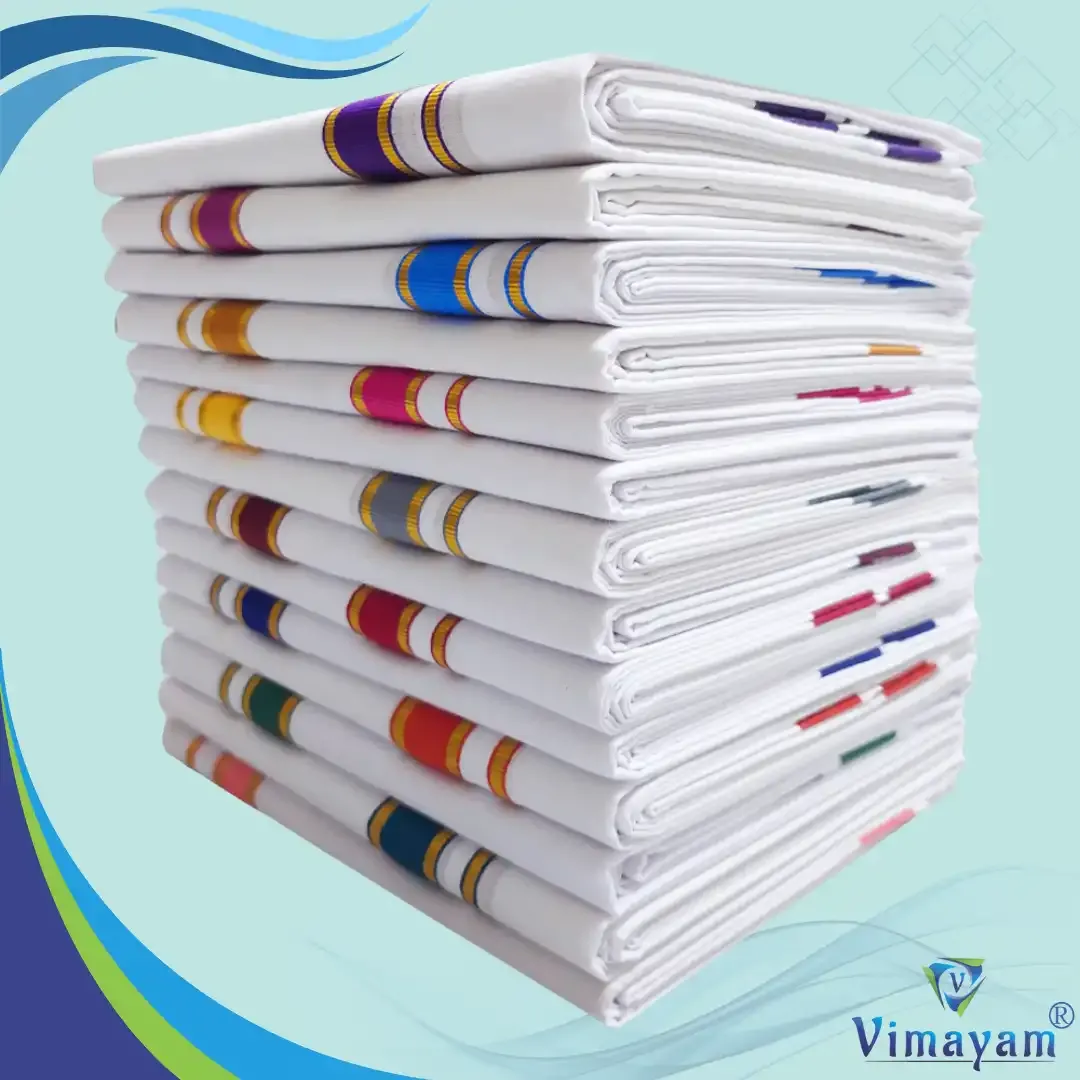 Plain border pure cotton dhoti - Assorted border colours