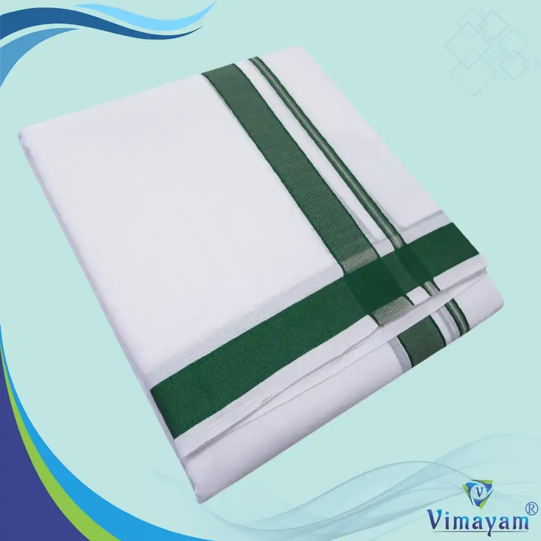 Green border pure cotton premium quality dhoti - Vimayam Dhoties