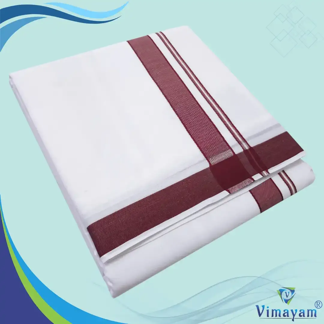Maroon border pure cotton premium quality dhoti
