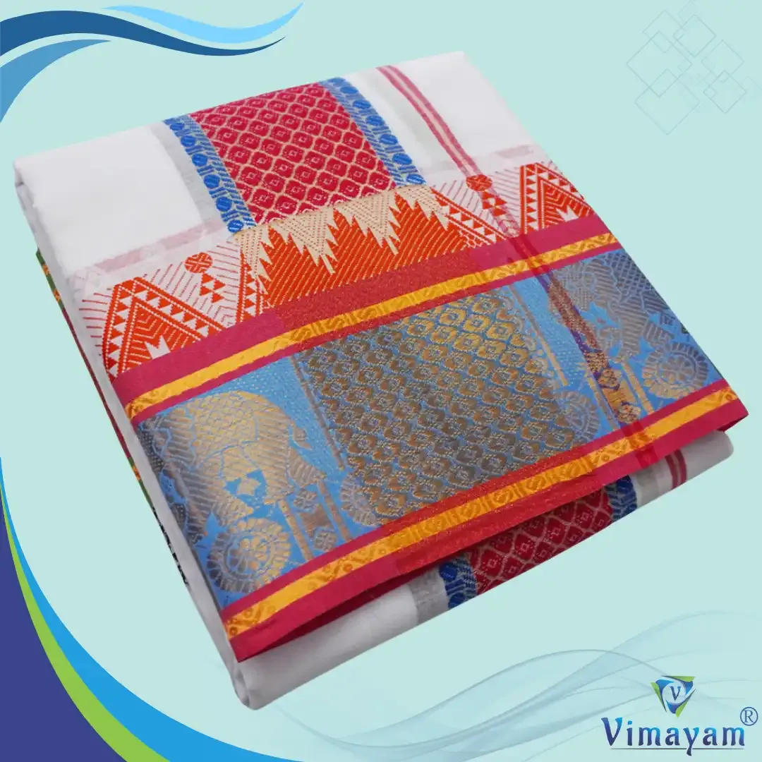 Elephant designed premium self designed dhoti  - Vimayam Dhoties