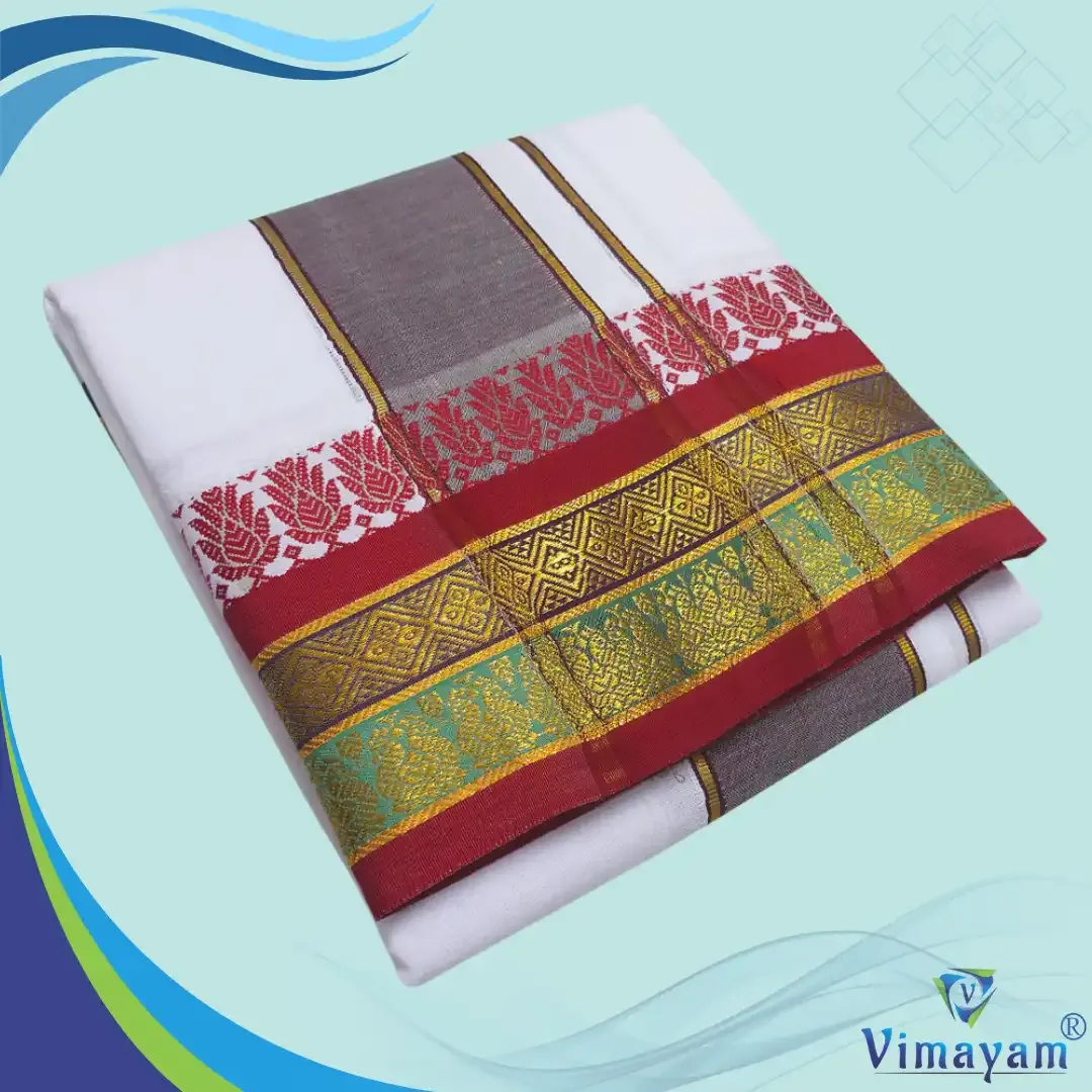 Mini peacock premium quality dhoti - Assorted border colours