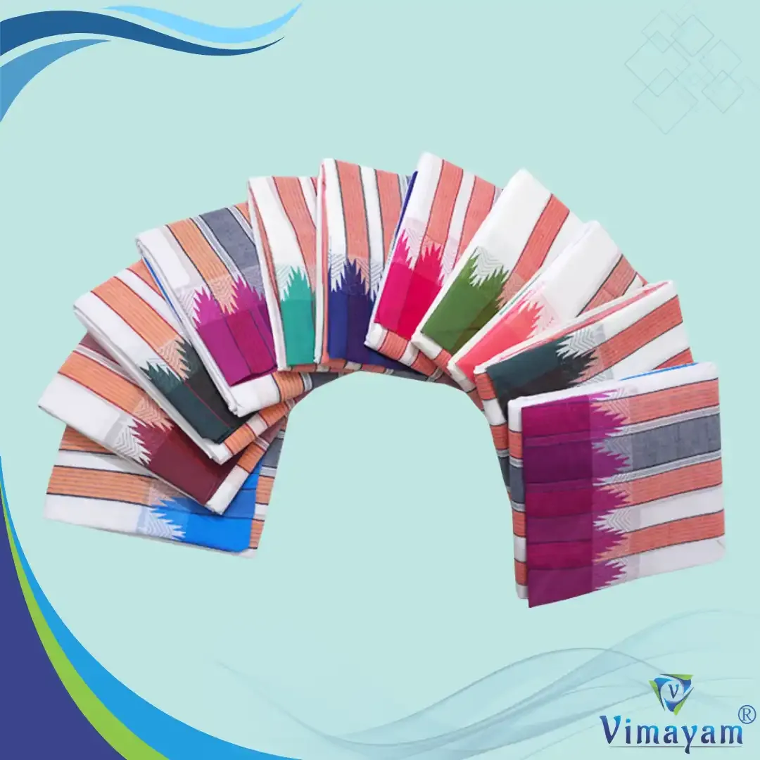 Plain border thalamboo rich cotton dhoti - Assorted border colours - Vimayam Dhoties