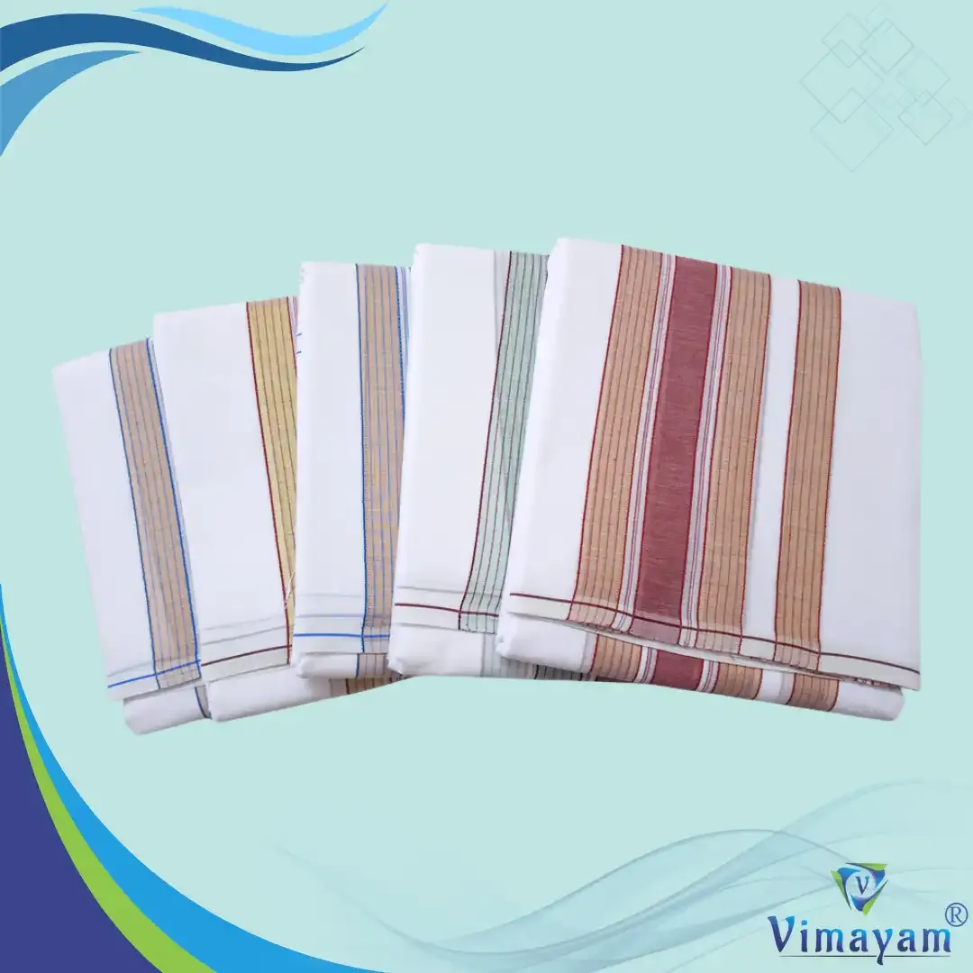 Mild border vaishnava dhoti - Assorted border colours - Vimayam Dhoties