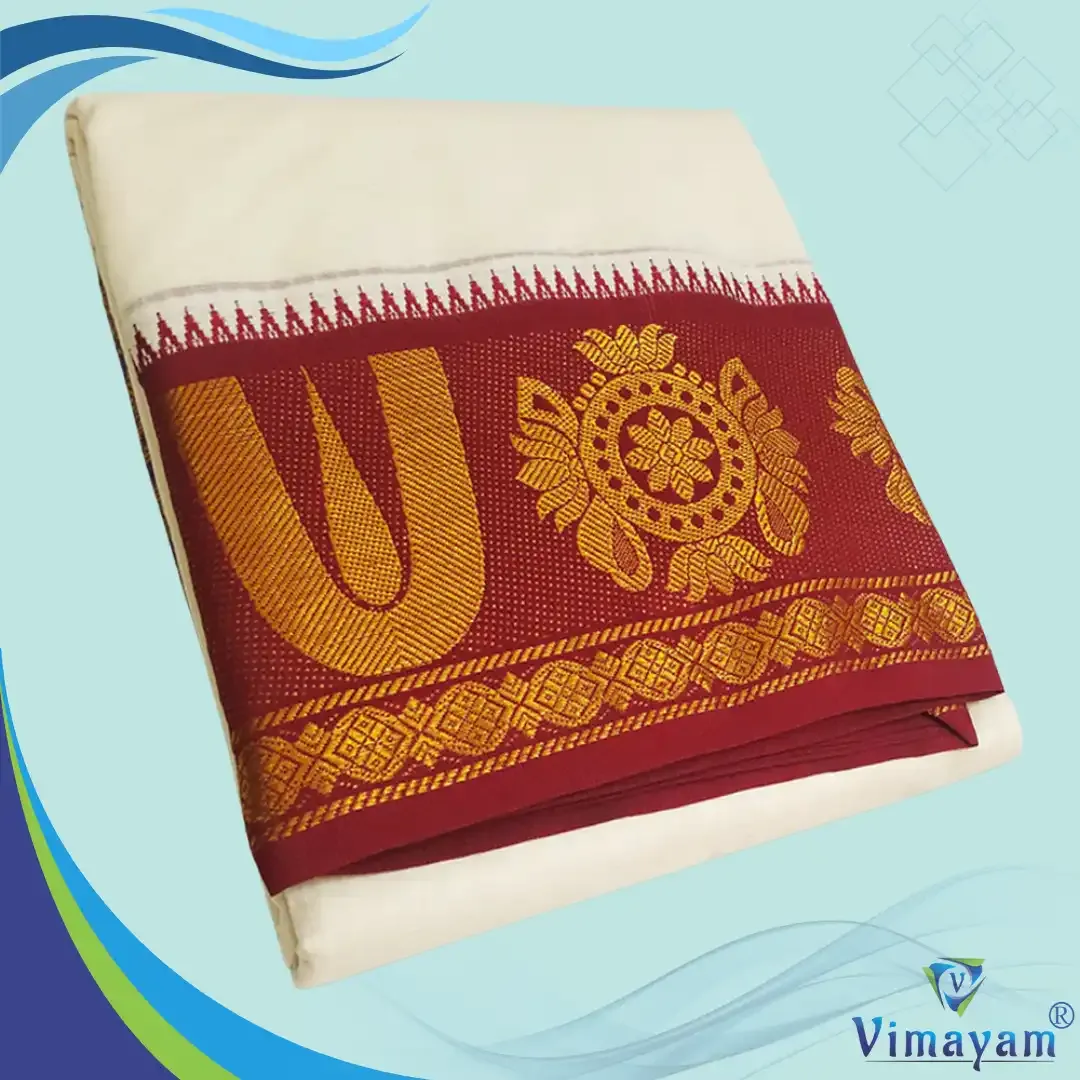 Thiruman U designed balaji border dhoti Premium quality - Assorted border colours - Vimayam Dhoties