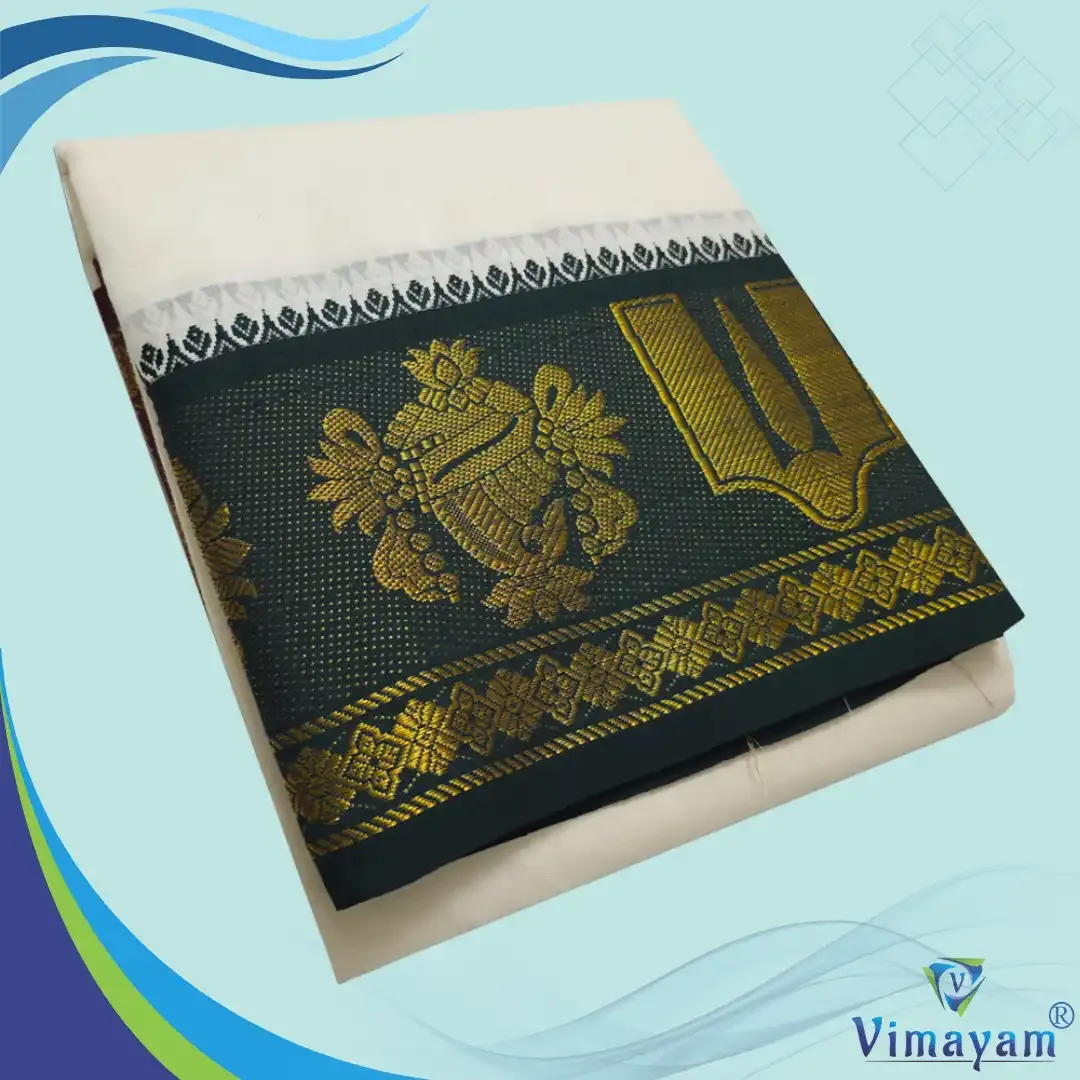 Thiruman Y designed balaji border premium qulaity dhoti - Assorted border colours - Vimayam Dhoties