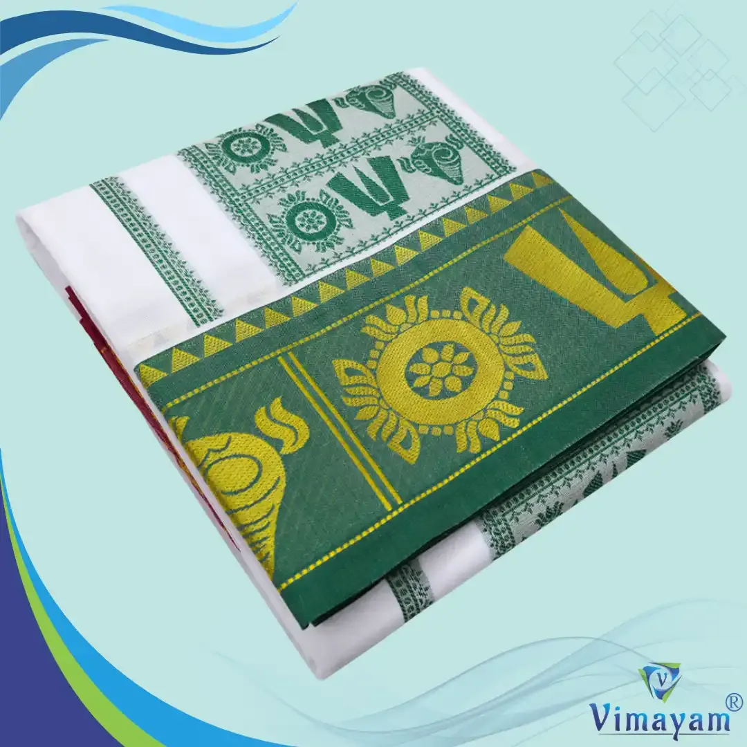 Balaji border self embose premium quality dhoti - Assorted border