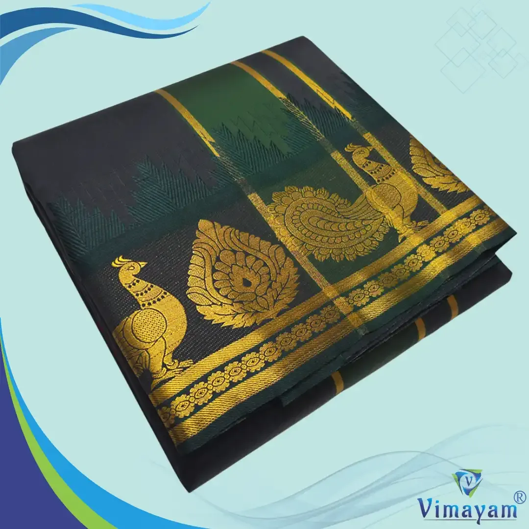 Black soft silk special quality - Assorted border designs - Vimayam Dhoties
