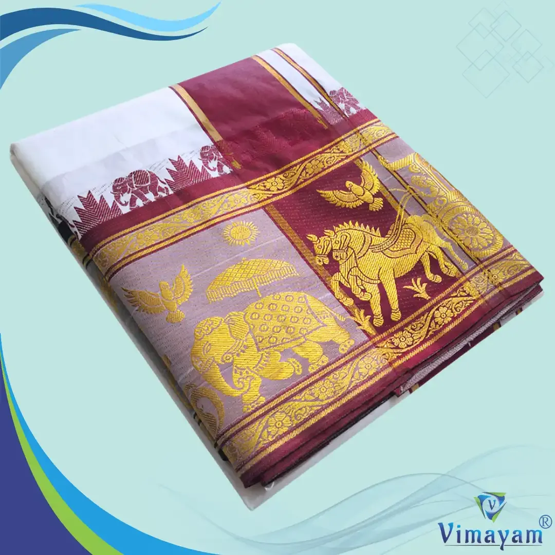 White premium quality big border dhoti - Assorted border designs – SILK DHOTIES | New Arrival | Vimayam Dhoties