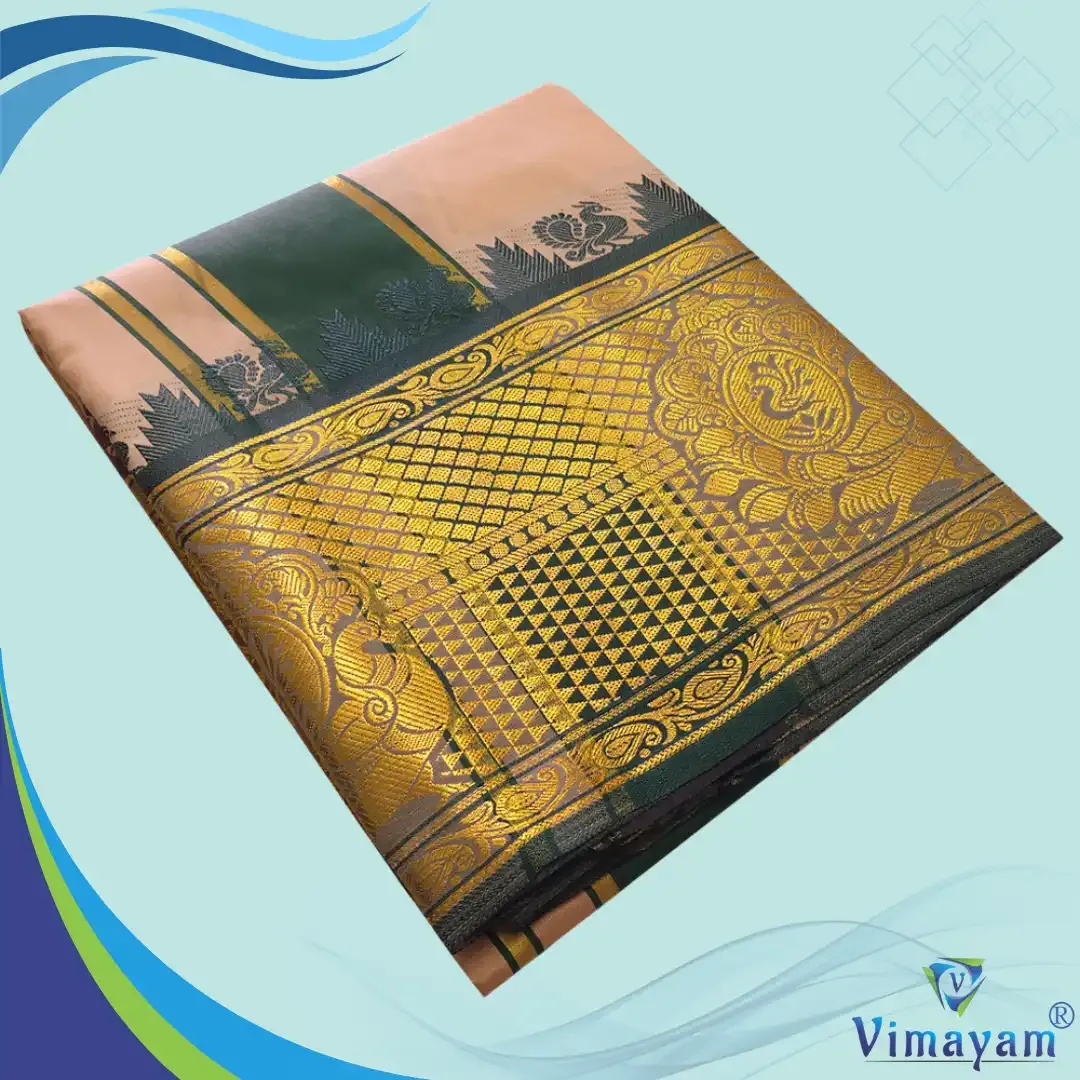 Copper premium quality big border dhoti - Assorted border designs - Vimayam Dhoties