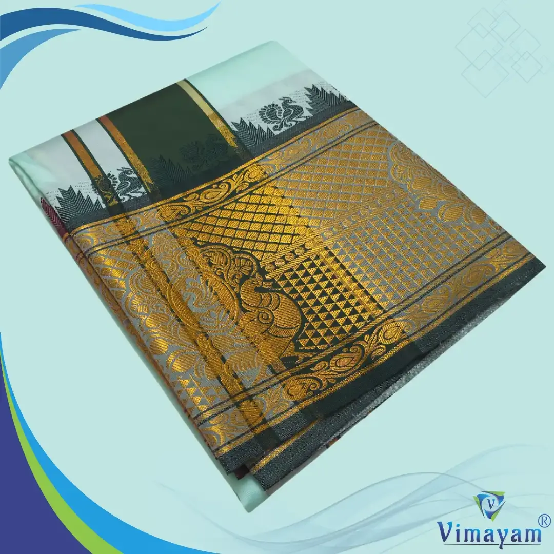 Rexona green premium quality big border dhoti - Assorted border