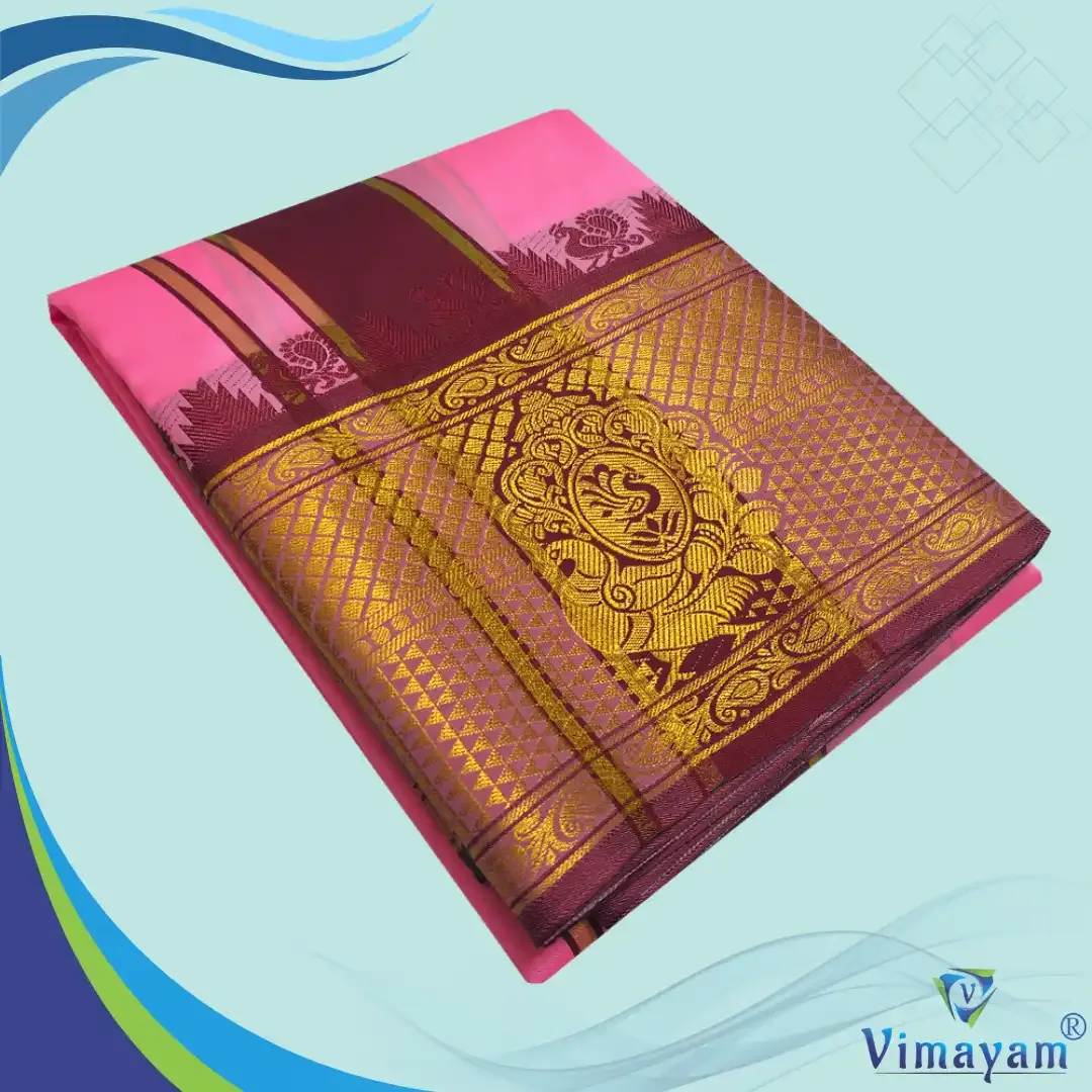 Rose premium quality big border dhoti - Assorted border designs