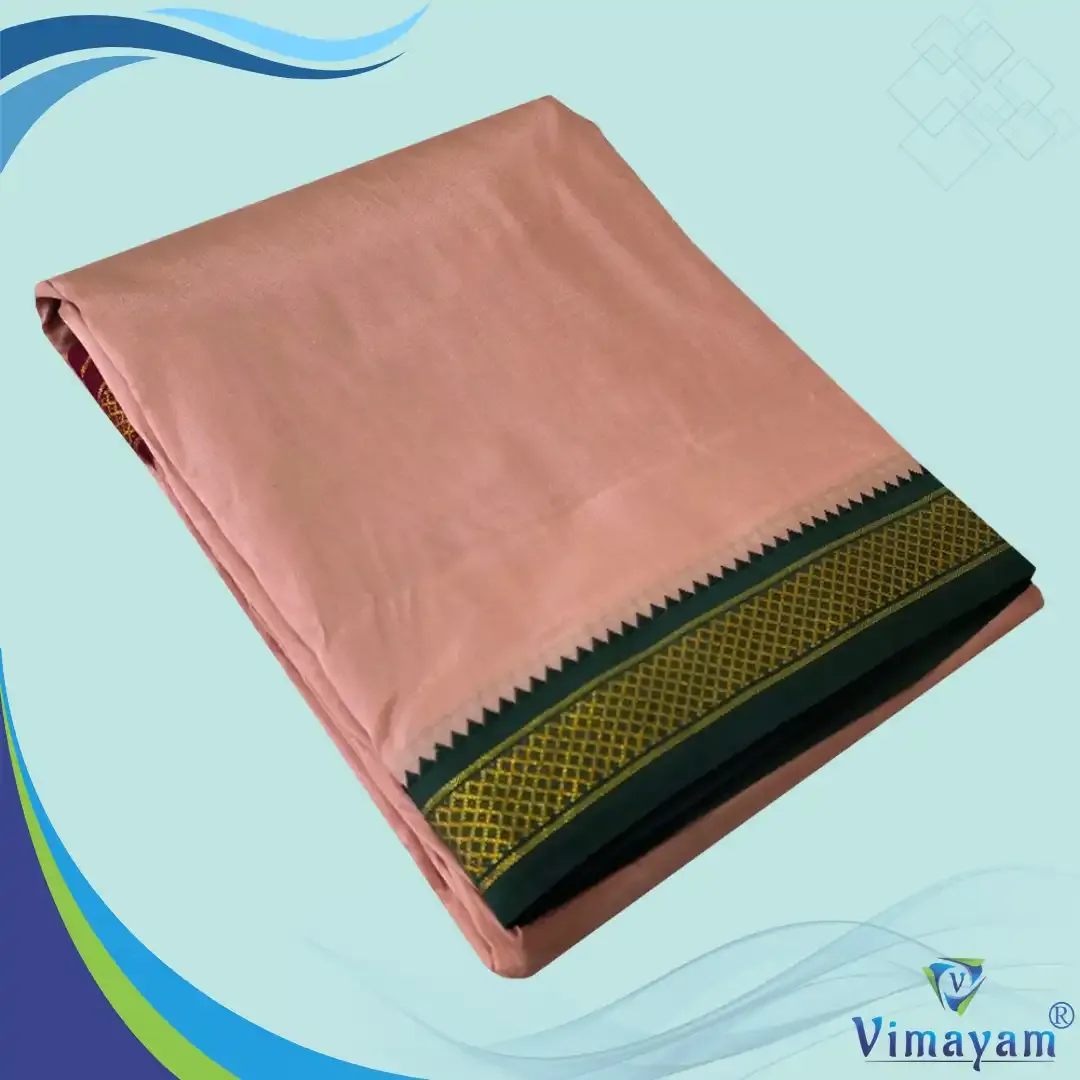 Copper colour mayilkan premium quality 5 Kan - Assorted border colours - Vimayam Dhoties