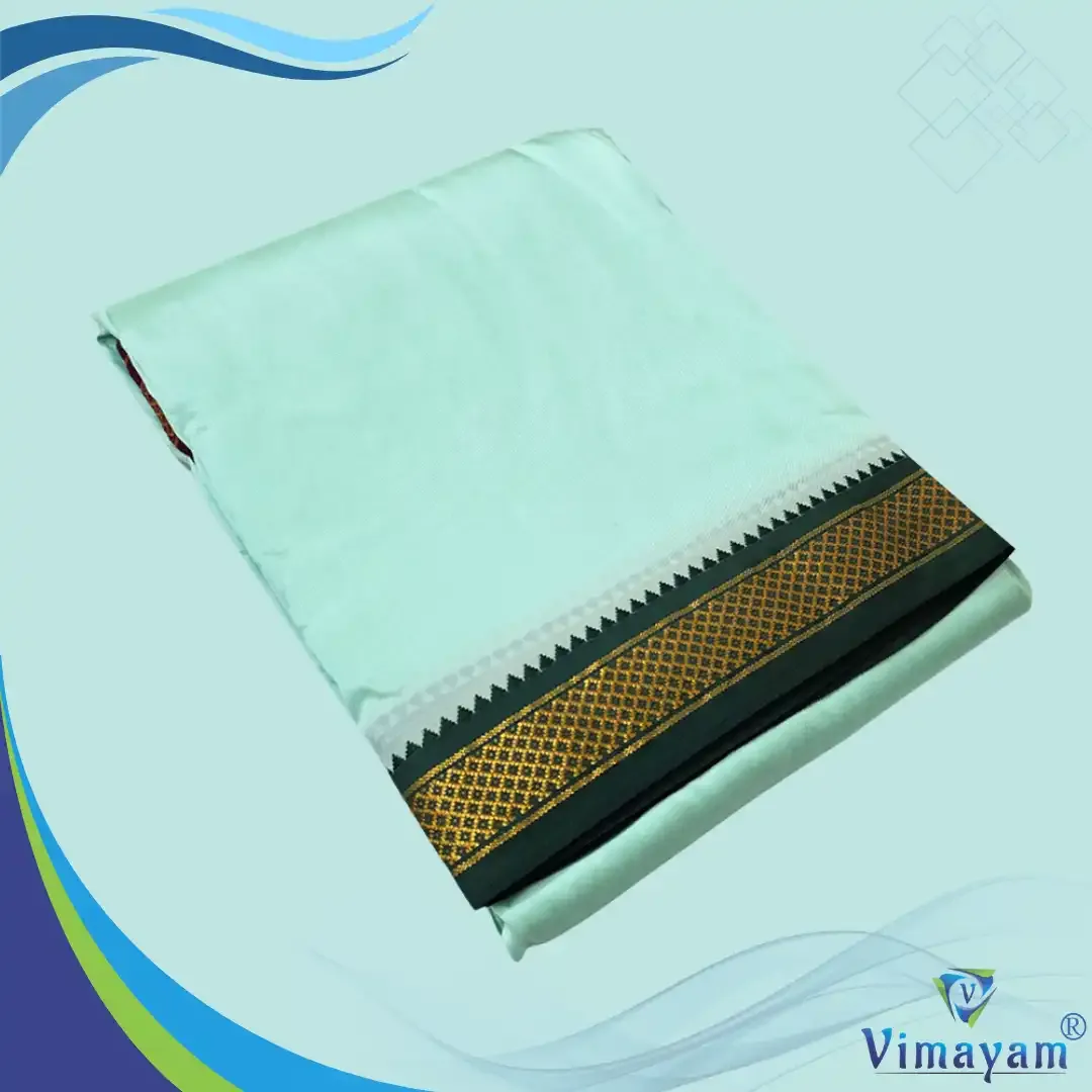 Rexona green colour mayilkan premium quality 5 Kan - Assorted border colours - Vimayam Dhoties