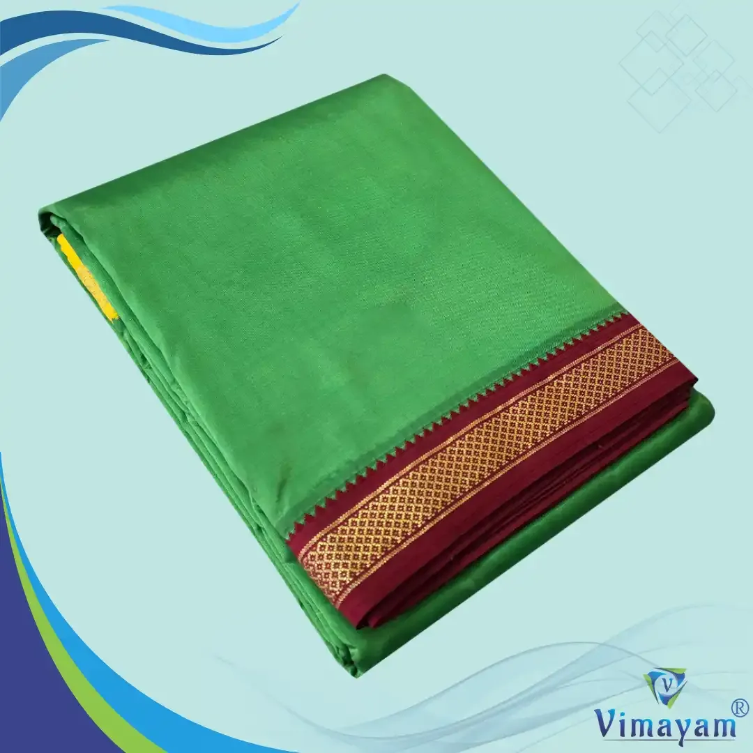 Dark green colour mayilkan premium quality 5 Kan - Assorted border colours - Vimayam Dhoties