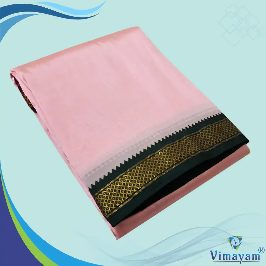 Rose colour mayilkan premium quality 5 Kan - Assorted border colours - Vimayam Dhoties
