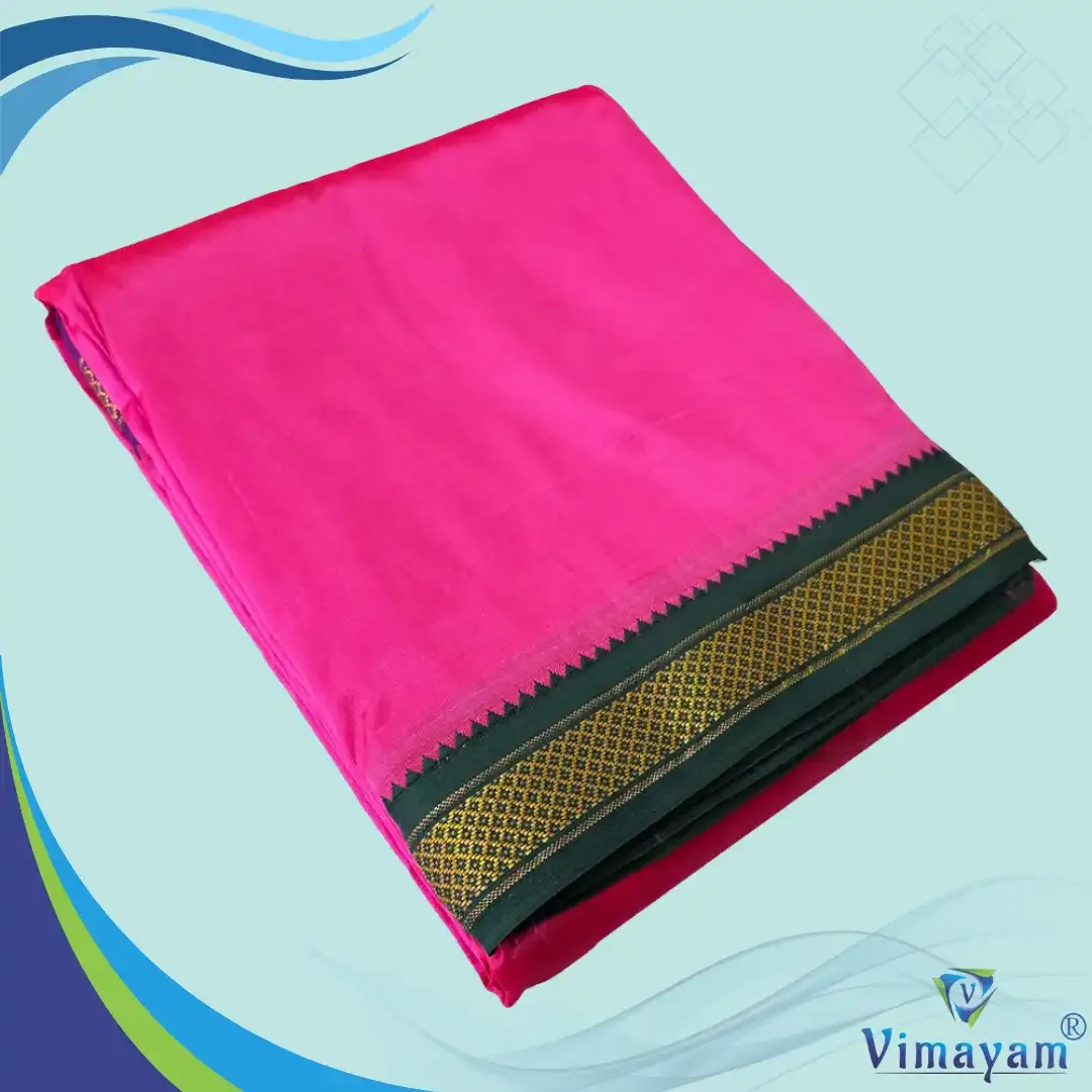 Queen rose colour mayilkan premium quality 5 Kan - Assorted border colours - Vimayam Dhoties