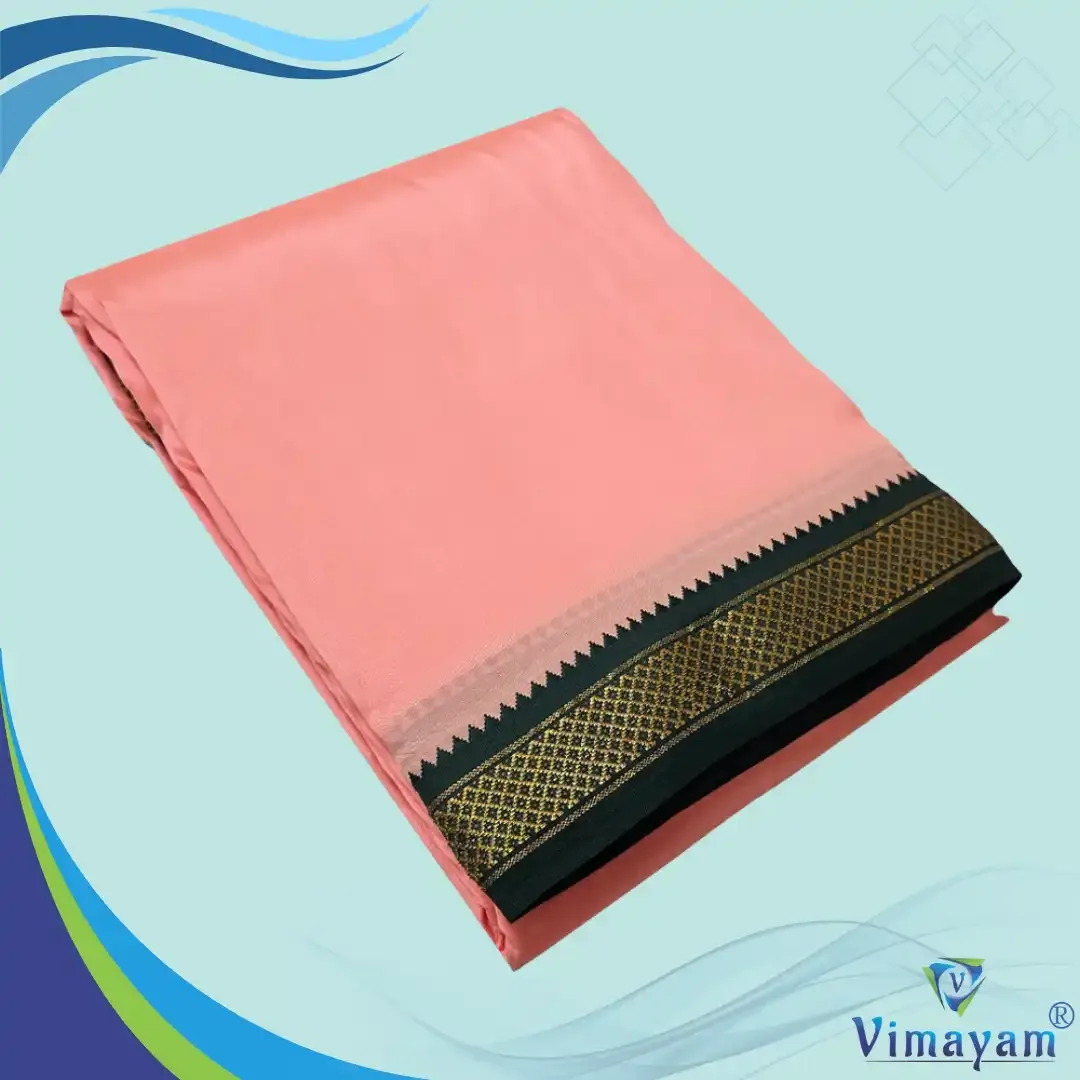 Dark pink colour mayilkan premium quality 5 Kan - Assorted border colours - Vimayam Dhoties