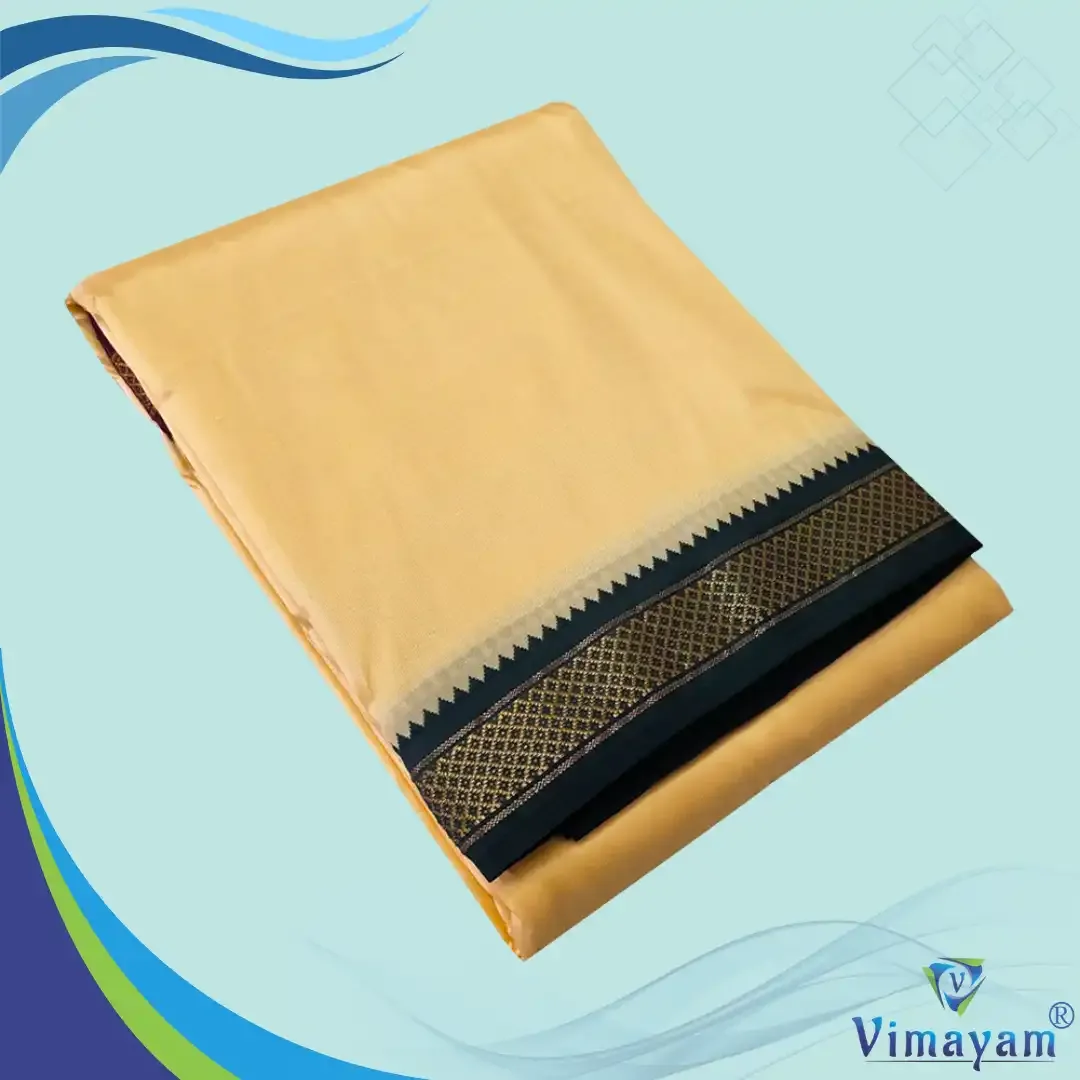 Blue colour mayilkan premium quality 5 Kan - Assorted border colours - Blue - Vimayam Dhoties
