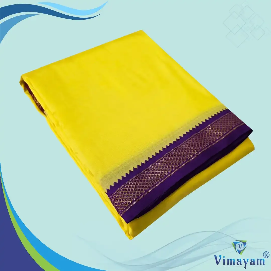 Yellow colour mayilkan premium quality 5 Kan - Assorted border colours – SILK DHOTIES | New Arrival | Vimayam Dhoties