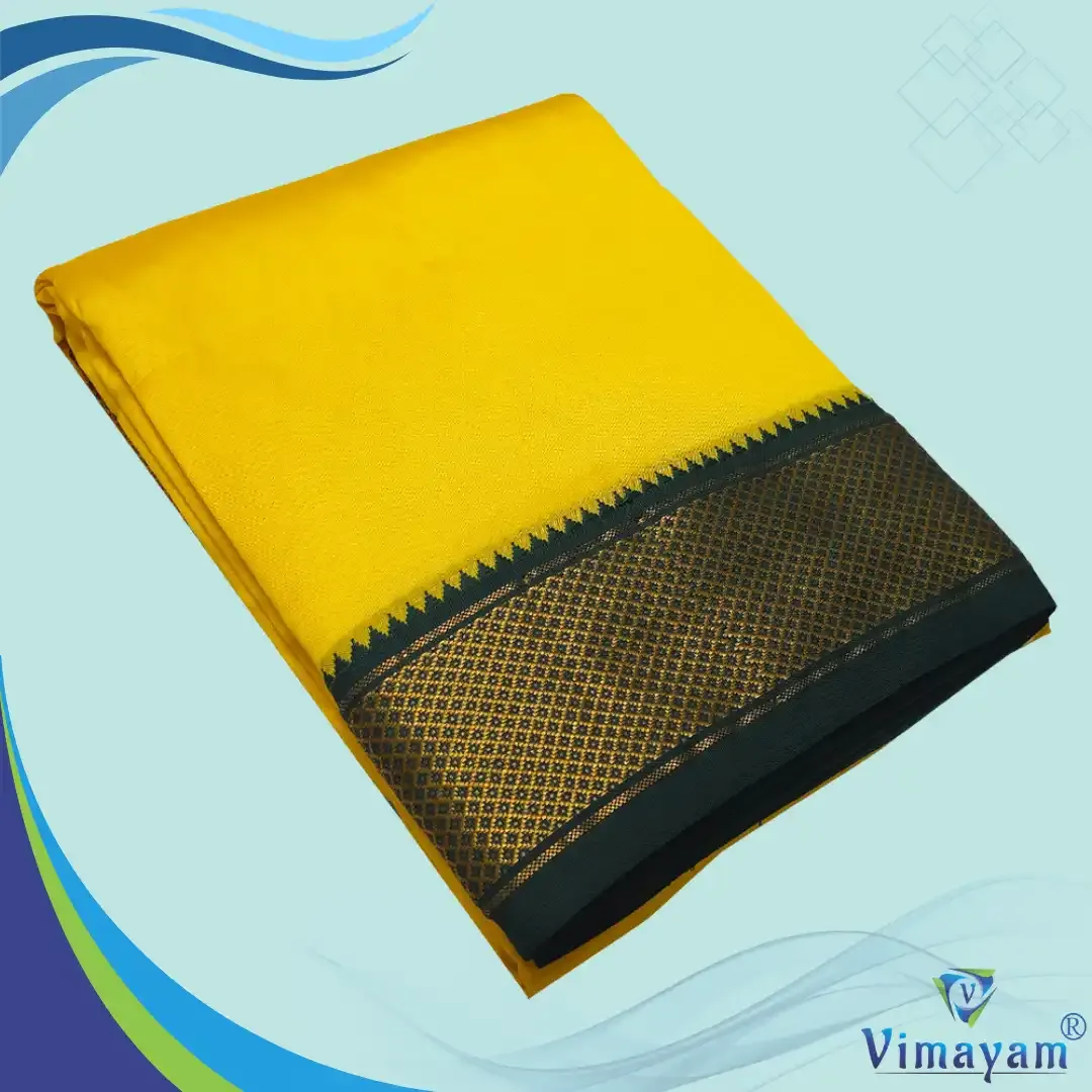 Yellow colour mayilkan premium quality 13 Kan - Assorted border colours – SILK DHOTIES | New Arrival | Vimayam Dhoties