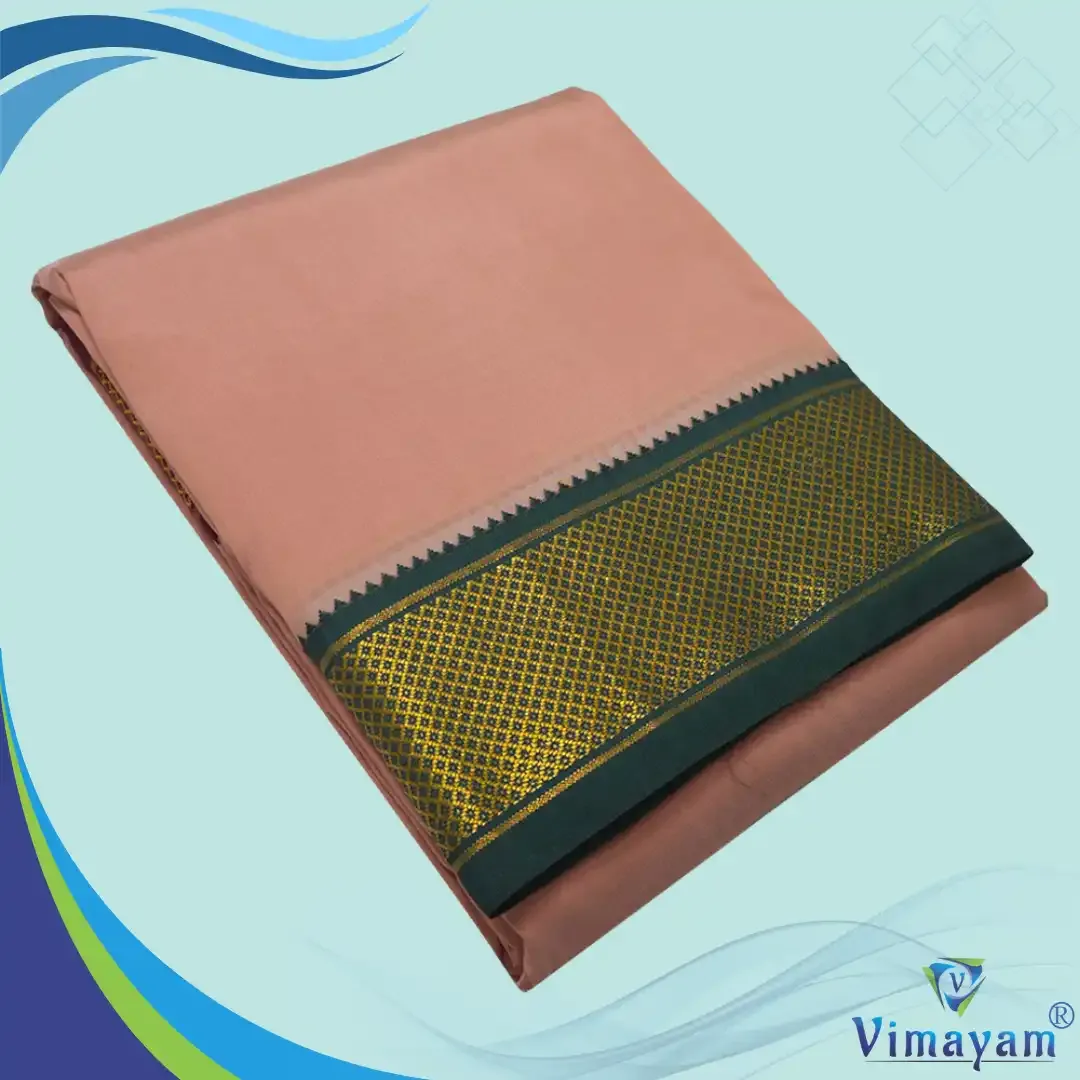 Copper colour mayilkan premium quality 13 Kan - Assorted border colours - Vimayam Dhoties