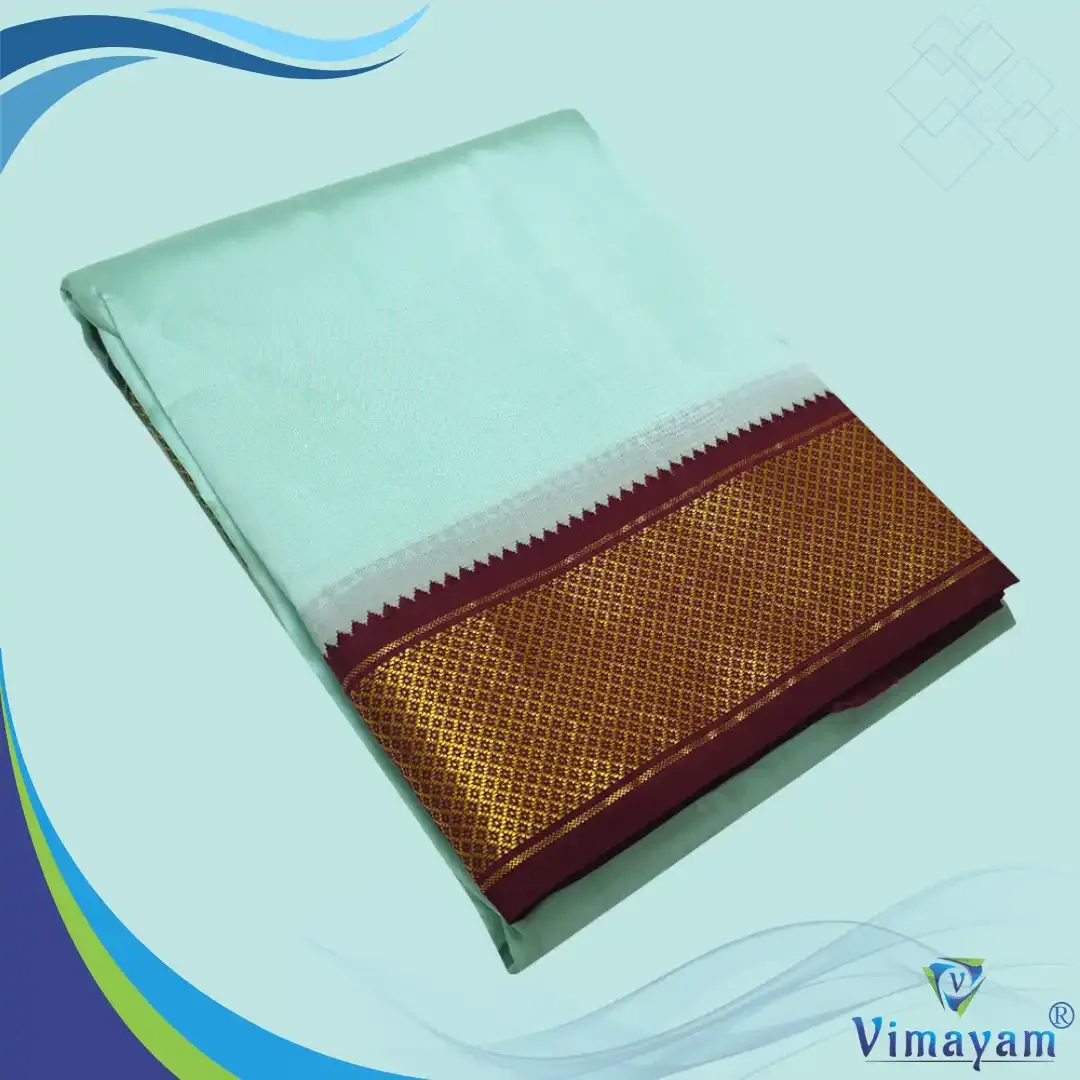 Rexona green colour mayilkan premium quality 13 Kan - Assorted border colours - Vimayam Dhoties