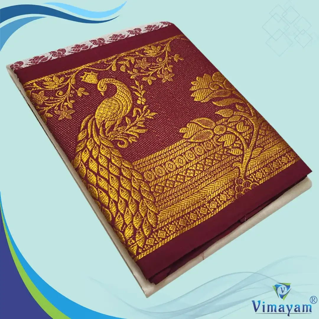 Elephant and pecock designed premium quality dhoti - Assorted border