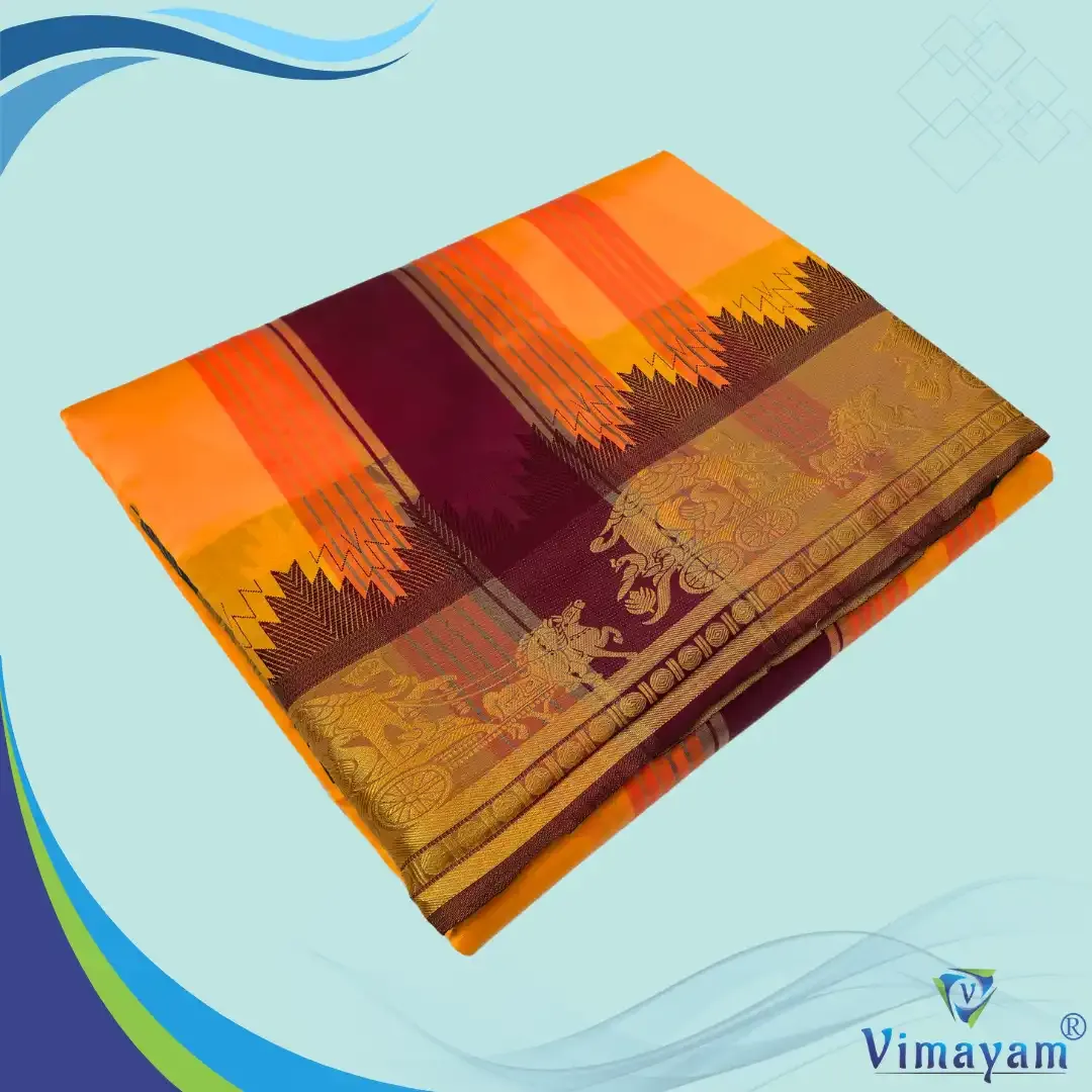Tirupathi vasthiram 24X12 melchat - Golden mango(Assorted Border designs) - Vimayam Dhoties