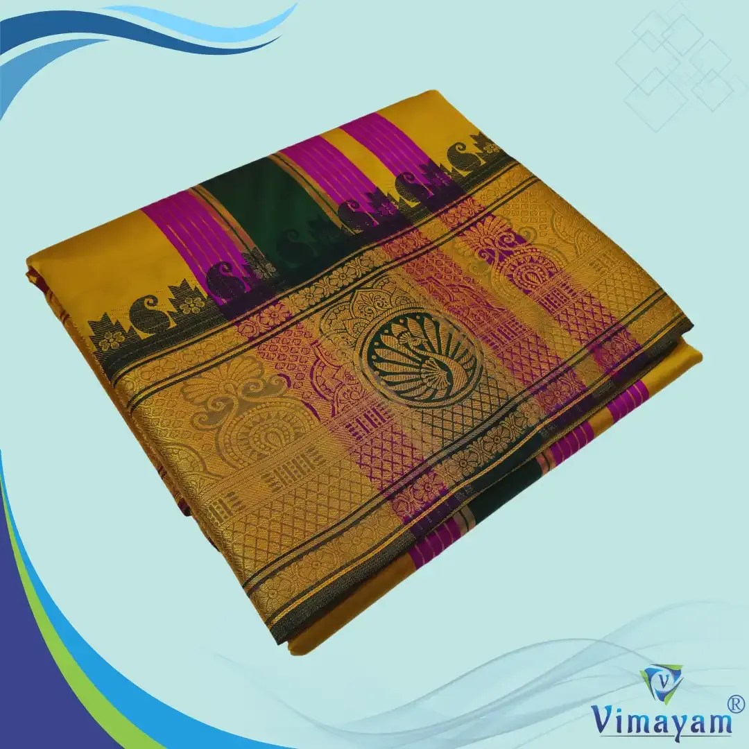Tirupathi vasthiram melchat 24X12 - Golden brown(Assorted Border designs) - Vimayam Dhoties