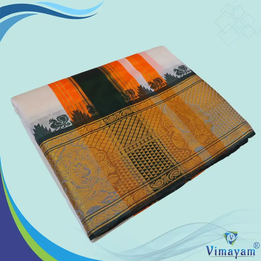 Tirupathi vasthiram melchat 24X12 - Ivory(Assorted Border designs)