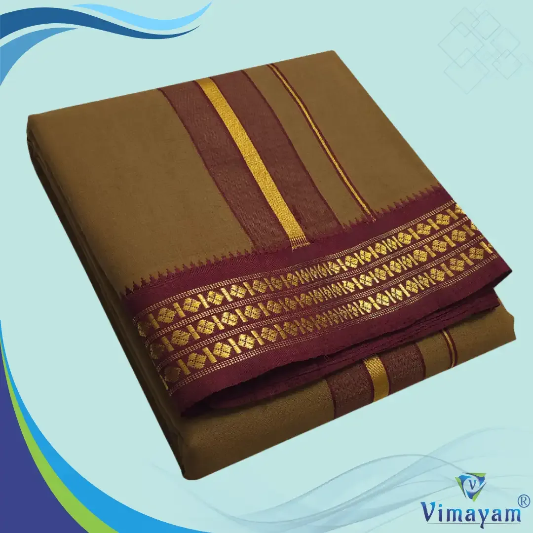 Chocobrown colour dhoti udraj coin border
