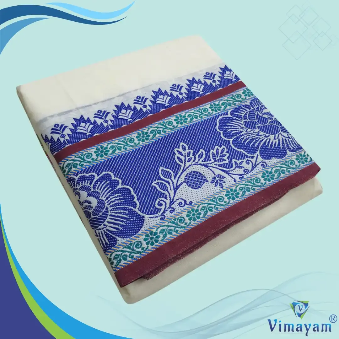 Big flower designed premium quality dhoti - Assorted border colours